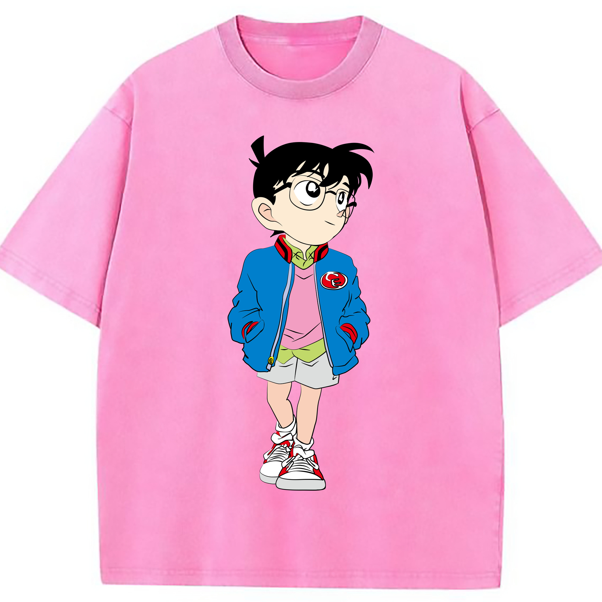 （画像用） 名探偵コナン 江戸川 コナン Detective Conan Conan Edogawa 綿100% ヴィンテージ風 半袖Tシャツ（フロントプリント）